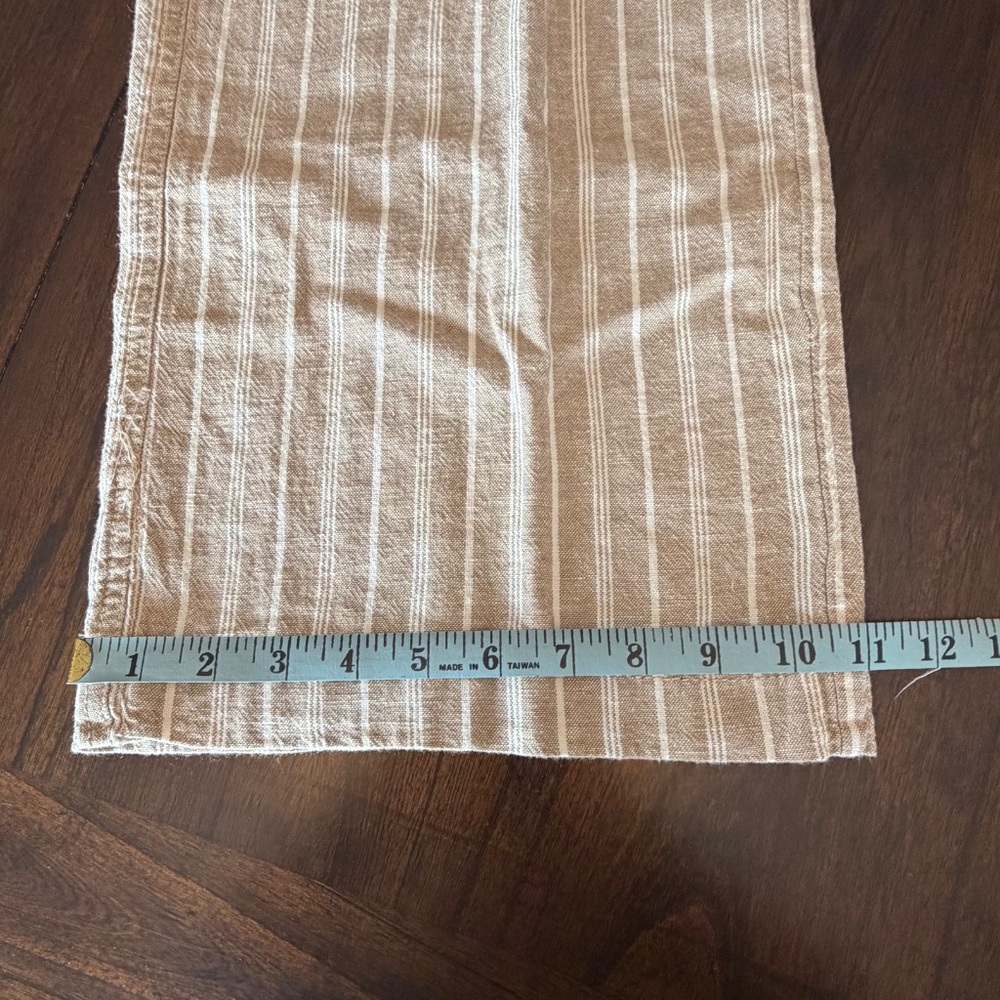 Briggs Women's Tan & White Linen Beach Pants, Tie Waist, Size Medium - Picture 9 of 12